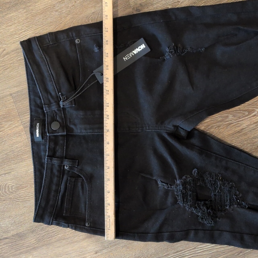 Nova Men Black Distressed Point Of View Skinny Jeans Size 30 - Picture 8 of 12